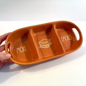 Rae Dunn Orange More S’mores Ceramic Pottery 3 Section Divided Dish Serving Tray